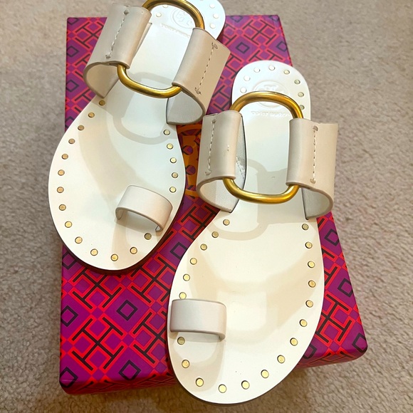 Sexy white Tory Burch fashionable slippers - Picture 1 of 2